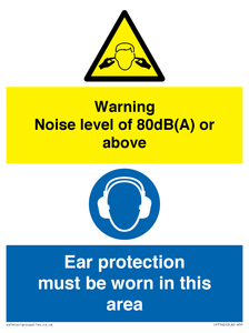 Warning Noise level of 80dB(A) or above. Ear protection must be worn in this area